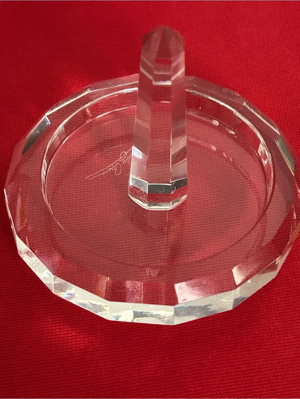Oleg Cassini Clear Crystal Ring Holder on Red
